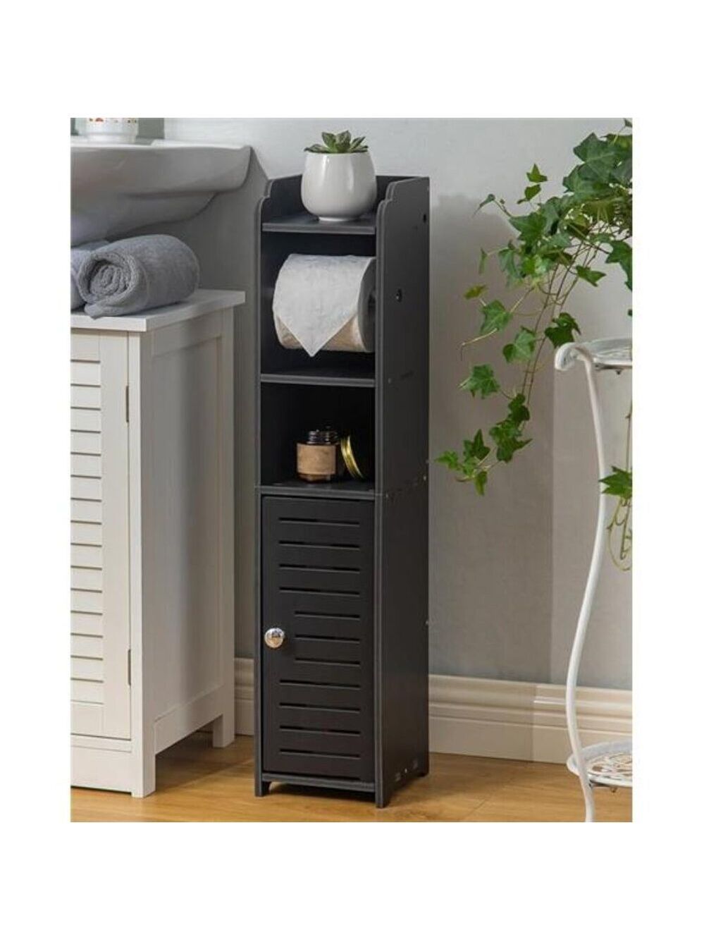 Freestanding Toilet Paper Holder Stand No Drill Bathroom Storage Small Space Rac - Picture 6 of 6